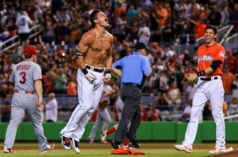 MIAMI, FL – JULY 31: Derek Dietrich #32 of the Miami Marlins. (Photo by Rob Foldy/Getty Images)