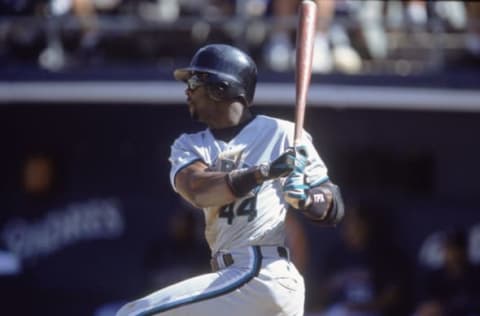 13 May 2001: Preston Wilson #44 of the Florida Marlins. Mandatory Credit: Stephen Dunn /Allsport