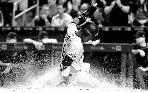 MIAMI, FL – JUNE 01: (Editors Note: Image has been converted to black and white) Dee Gordon