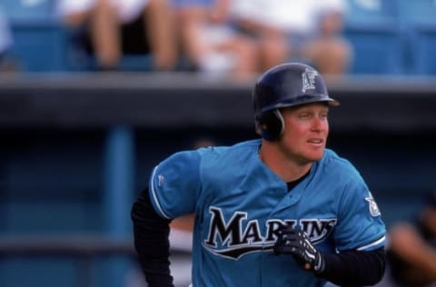 4 Mar 2000: Mark Kotsay #7 of the Florida Marlins. Mandatory Credit: Andy Lyons /Allsport