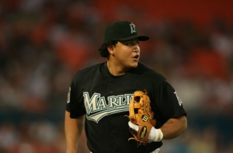 MIAMI – JUNE 24: Miguel Cabrera #24 of the Florida Marlins. (Photo by Victor Baldizon) MLB Photos via Getty Images)