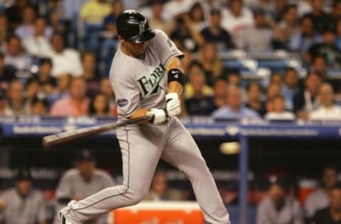 NEW YORK – JULY 15: National League All-Star Dan Uggla #6 of the Florida Marlins swings at a pitch during the 79th MLB All-Star Game against the American League All-Stars at Yankee Stadium on July 15, 2008 in the Bronx borough of New York City. (Photo by Jim McIsaac/Getty Images)