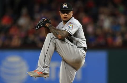 ARLINGTON, TX – JULY 24: AJ Ramos #44 of the Miami Marlins. (Photo by Ronald Martinez/Getty Images)