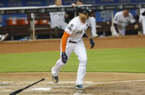 MIAMI, FL – SEPTEMBER 20: Giancarlo Stanton #27 of the Miami Marlins. (Photo by Joe Skipper/Getty Images)