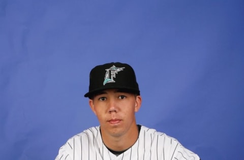 JUPITER, FL – FEBRUARY 22: Kyle Skipworth #74 of the Florida Marlins. (Photo by Doug Benc/Getty Images)