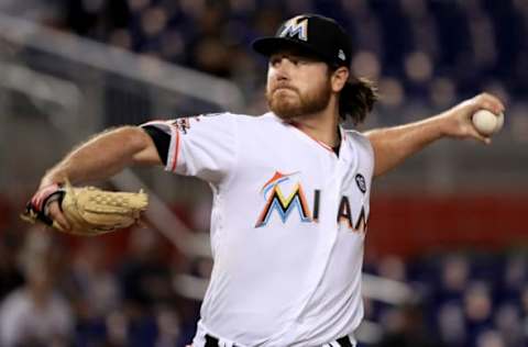 MIAMI, FL – SEPTEMBER 28: Dillon Peters #76 of the Miami Marlins pitches during a game against the Atlanta Braves at Marlins Park on September 28, 2017 in Miami, Florida. (Photo by Mike Ehrmann/Getty Images)