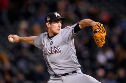 DENVER, CO – SEPTEMBER 25: Brian Ellington #49 of the Miami Marlins. (Photo by Rob Foldy/Miami Marlins via Getty Images)