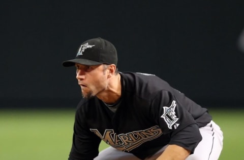 PHOENIX – JULY 10: Infielder Ross Gload #7 of the Florida Marlins. (Photo by Christian Petersen/Getty Images)