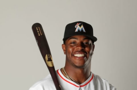 JUPITER, FL – FEBRUARY 22: Mote Harrison #93 of the Miami Marlins poses for a portrait at The Ballpark of the Palm Beaches on February 22, 2018 in Jupiter, Florida. (Photo by Streeter Lecka/Getty Images)