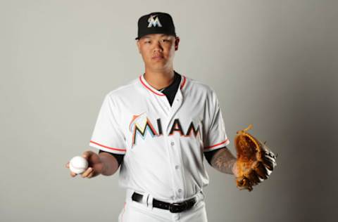 JUPITER, FL – FEBRUARY 22: Jordan Yamamoto #92 of the Miami Marlins poses for a portrait at The Ballpark of the Palm Beaches on February 22, 2018 in Jupiter, Florida. (Photo by Streeter Lecka/Getty Images)