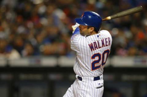 NEW YORK, NY – APRIL 09: Neil Walker #20 of the New York Mets in action against the Miami Marlins during a game at Citi Field on April 9, 2017 in New York City. (Photo by Rich Schultz/Getty Images)