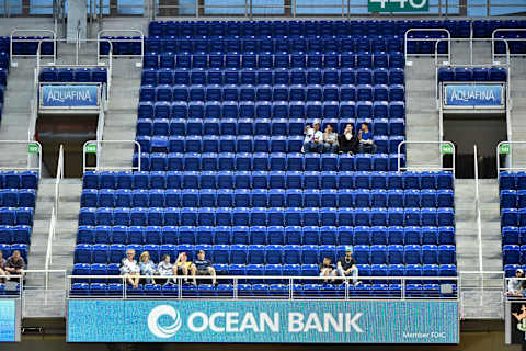 MIAMI, FL – APRIL 11: Fans sitting in the stands during the game between the New York Mets and Miami Marlins at Marlins Park on April 11, 2018 in Miami, Florida. (Photo by Eric Espada/Getty Images)