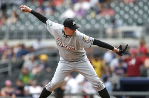 ATLANTA, GA – MAY 20: Pitcher Brad Ziegler #29 of the Miami Marlins throws a pitch during the game against the Atlanta Braves in the ninth inning at SunTrust Park on May 20, 2018 in Atlanta, Georgia. (Photo by Mike Zarrilli/Getty Images)