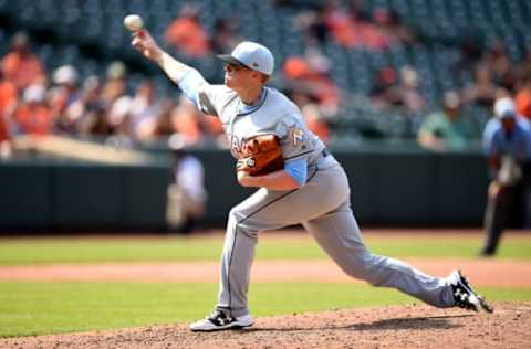 BALTIMORE, MD – JUNE 17: Brett Graves #53 of the Miami Marlins pitches in his Major League debut in the ninth inning during a baseball game against the Baltimore Orioles at Oriole Park at Camden Yards on June 17, 2018 in Baltimore, Maryland. (Photo by Mitchell Layton/Getty Images)