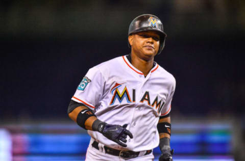 MIAMI, FL – JUNE 27: Starlin Castro #13 of the Miami Marlins runs the bases after hitting a solo homerun in the ninth inning during the game against the Arizona Diamondbacks at Marlins Park on June 27, 2018 in Miami, Florida. (Photo by Mark Brown/Getty Images)