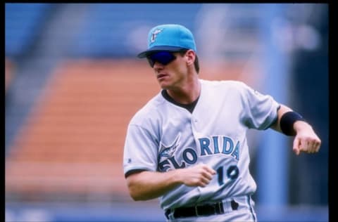 16 Jul 1995: First baseman Jeff Conine of the Florida Marlins. Credit: Glenn Cratty /Allsport