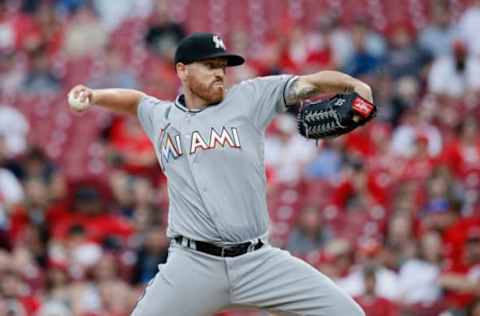 CINCINNATI, OH – MAY 06: Dan Straily #58 of the Miami Marlins pitches in the second inning against the Cincinnati Reds at Great American Ball Park on May 6, 2018 in Cincinnati, Ohio. (Photo by Joe Robbins/Getty Images)