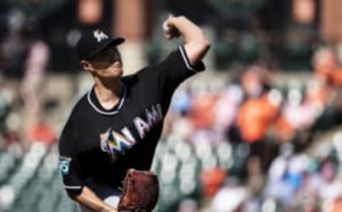 BALTIMORE, MD – JUNE 16: Wei-Yin Chen #54 of the Miami Marlins pitches against the Baltimore Orioles during the first inning at Oriole Park at Camden Yards on June 16, 2018 in Baltimore, Maryland. (Photo by Scott Taetsch/Getty Images)