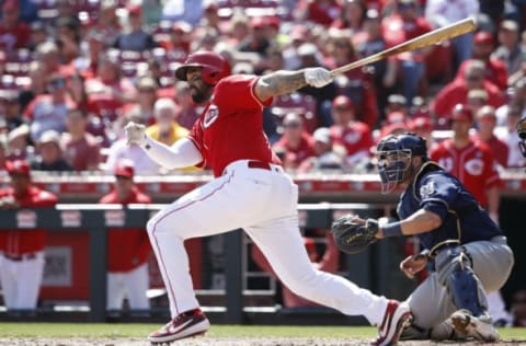 CINCINNATI, OH – APRIL 03: Matt Kemp #27 of the Cincinnati Reds. (Photo by Joe Robbins/Getty Images)