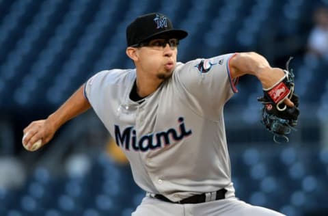 PITTSBURGH, PA – SEPTEMBER 04: Robert Dugger #64 of the Miami Marlins. (Photo by Justin Berl/Getty Images)