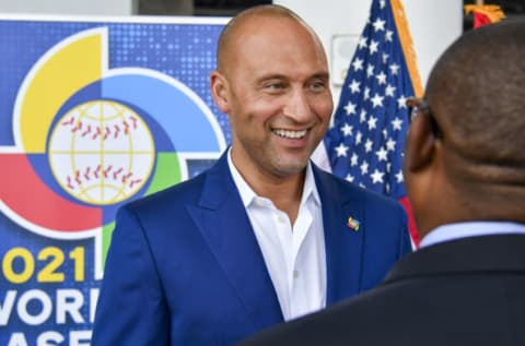 MIAMI, FLORIDA – FEBRUARY 25: CEO Derek Jeter of the Miami Marlins. (Photo by Eric Espada/Getty Images)