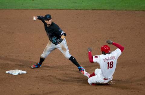 PHILADELPHIA, PA – JULY 24: Miguel Rojas #19 of the Miami Marlins. (Photo by Mitchell Leff/Getty Images)