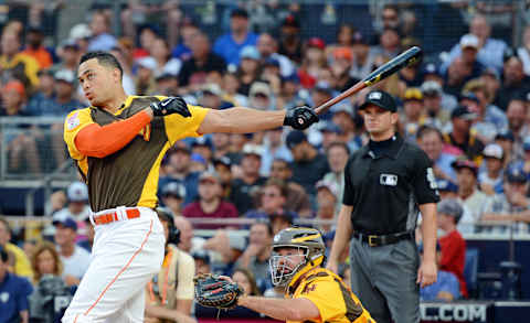 The Miami Marlins All-Star will look to continue to mash out West. Mandatory Credit: Jake Roth-USA TODAY Sports