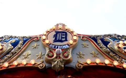 Oct 27, 2012; Detroit, MI, USA; A general view of the Detroit Tigers logo on a merry-go-round before game three of the 2012 World Series against the San Francisco Giants at Comerica Park. Mandatory Credit: Andrew Weber-USA TODAY Sports