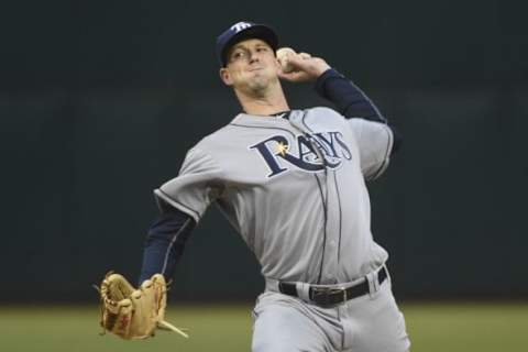 August 21, 2015; Oakland, CA, USA; Tampa Bay Rays starting pitcher Drew Smyly (33) delivers a pitch during the first inning against the Oakland Athletics at O.co Coliseum. Mandatory Credit: Kyle Terada-USA TODAY Sports