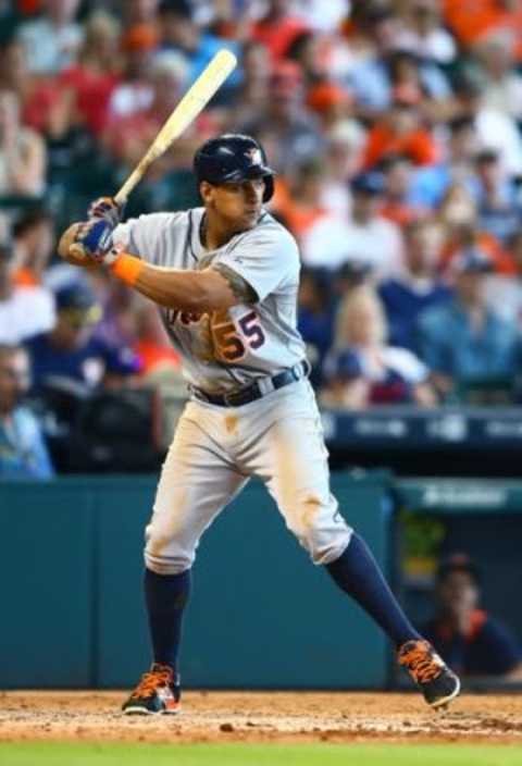 Aug 16, 2015; Houston, TX, USA; Detroit Tigers third baseman Jefry Marte against the Houston Astros at Minute Maid Park. Mandatory Credit: Mark J. Rebilas-USA TODAY Sports