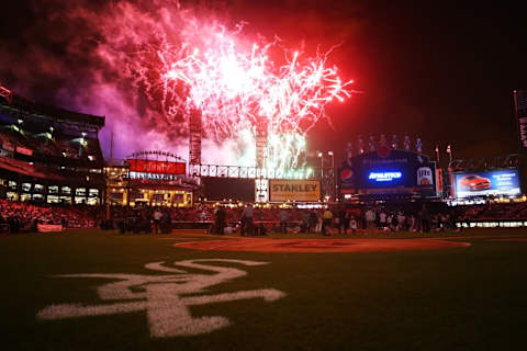 Jul 17, 2015; Chicago, IL, USA; A fireworks display after game two of a baseball doubleheader between the Chicago White Sox and the Kansas City Royals at U.S Cellular Field. Mandatory Credit: Caylor Arnold-USA TODAY Sports