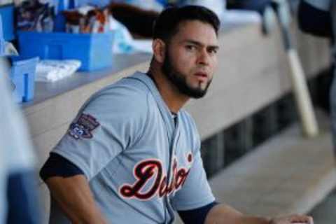 Mar 29, 2015; Clearwater, FL, USA; Detroit Tigers starting pitcher Anibal Sanchez (19) in the dugout looks on between inning against the Philadelphia Phillies at Bright House Field. Mandatory Credit: Kim Klement-USA TODAY Sports