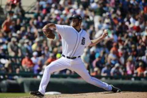 Mar 4, 2016; Lakeland, FL, USA; Detroit Tigers relief pitcher Kyle Ryan (56) throws a pitch during the fifth inning against the New York Yankees at Joker Marchant Stadium. Mandatory Credit: Kim Klement-USA TODAY Sports