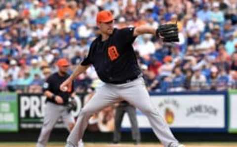 Mar 7, 2016; Port St. Lucie, FL, USA; Detroit Tigers starting pitcher Mike Pelfrey (37) delivers a pitch during a spring training game against the New York Mets at Tradition Field. Mandatory Credit: Steve Mitchell-USA TODAY Sports