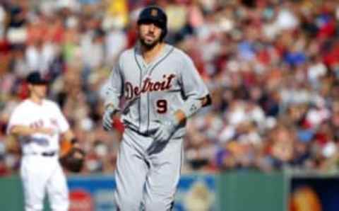 Jul 25, 2015; Boston, MA, USA; Detroit Tigers third baseman Nick Castellanos (9) rounds the bases after his home run against the Boston Red Sox during the sixth inning at Fenway Park. Mandatory Credit: Winslow Townson-USA TODAY Sports