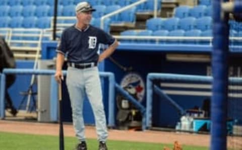 Mar 27, 2015; Dunedin, FL, USA; Detroit Tigers special assistant Alan Trammell (3) watches batting practice before the start of the spring training game against the Toronto Blue Jays at Florida Auto Exchange Park. Mandatory Credit: Jonathan Dyer-USA TODAY Sports