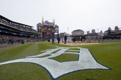 Apr 8, 2016; Detroit, MI, USA; General view during the national anthem prior to the game between the Detroit Tigers and the New York Yankees at Comerica Park. Mandatory Credit: Rick Osentoski-USA TODAY Sports