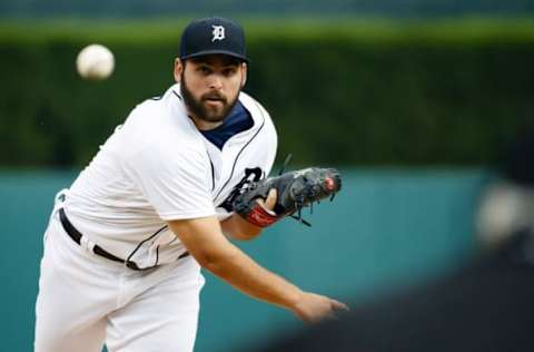 Jun 6, 2016; Detroit, MI, USA; Detroit Tigers starting pitcher Michael Fulmer (32) warms up before the first inning against the Toronto Blue Jays at Comerica Park. Mandatory Credit: Rick Osentoski-USA TODAY Sports