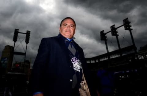 Oct 5, 2014; Detroit, MI, USA; Detroit Tigers vice president Al Avila prior to game three of the 2014 ALDS baseball playoff game against the Baltimore Orioles at Comerica Park. Mandatory Credit: Andrew Weber-USA TODAY Sports