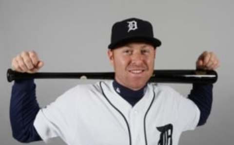 Feb 27, 2016; Lakeland, FL, USA; Detroit Tigers player Mike Gerber during media photo day at Joker Marchant Stadium. Mandatory Credit: Reinhold Matay-USA TODAY Sports