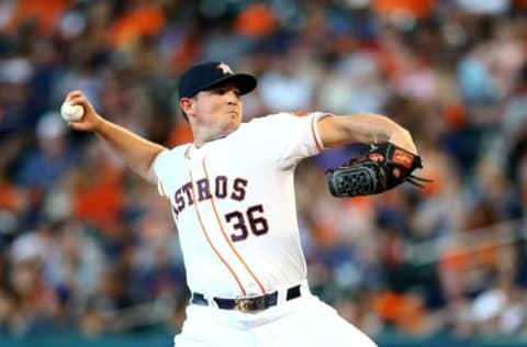 Aug 16, 2015; Houston, TX, USA; Houston Astros pitcher Will Harris against the Detroit Tigers at Minute Maid Park. Mandatory Credit: Mark J. Rebilas-USA TODAY Sports