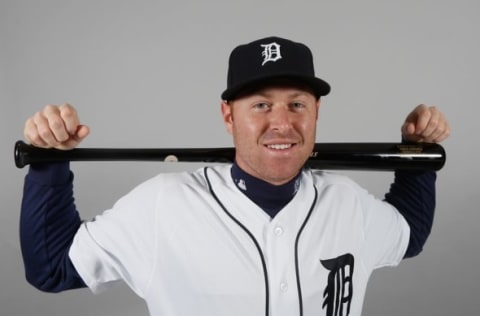 Feb 27, 2016; Lakeland, FL, USA; Detroit Tigers player Mike Gerber during media photo day at Joker Marchant Stadium. Mandatory Credit: Reinhold Matay-USA TODAY Sports