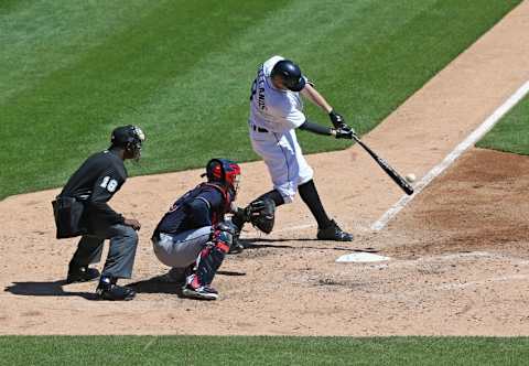 Apr 24, 2016; Detroit, MI, USA; Detroit Tigers third baseman Nick Castellanos (9) against the Cleveland Indians at Comerica Park. The Indians won 6-3. Mandatory Credit: Aaron Doster-USA TODAY Sports