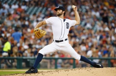 Aug 15, 2016; Detroit, MI, USA; Detroit Tigers starting pitcher Daniel Norris (44) pitches in the third inning against the Kansas City Royals at Comerica Park. Mandatory Credit: Rick Osentoski-USA TODAY Sports