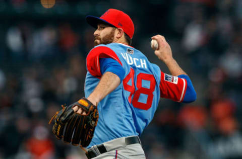 SAN FRANCISCO, CA – AUGUST 24: Drew Hutchison #48 of the Texas Rangers pitches against the San Francisco Giants during the first inning at AT&T Park on August 24, 2018 in San Francisco, California. (Photo by Jason O. Watson/Getty Images)