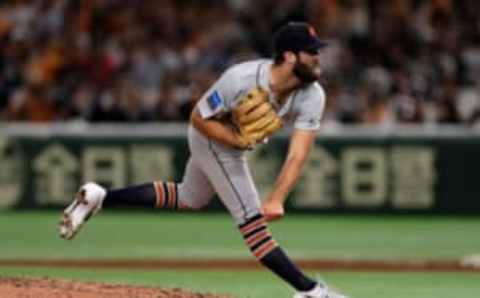 TOKYO, JAPAN – NOVEMBER 08: Pitcher Daniel Norris #44 of the Detroit Tigers throws in the bottom of 3rd inning during the exhibition game between Yomiuri Giants and the MLB All Stars at Tokyo Dome on November 8, 2018 in Tokyo, Japan. (Photo by Kiyoshi Ota/Getty Images)