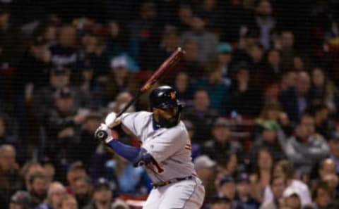 BOSTON, MA – APRIL 25: Josh Harrison #1 of the Detroit Tigers stands at home plate during a game against the Boston Red Sox during the sixth inning at Fenway Park on April 25, 2019 in Boston, Massachusetts. The Red Sox won 7-3. (Photo by Rich Gagnon/Getty Images)