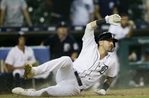 DETROIT, MI: Nicholas Castellanos looks to the home plate umpire. (Photo by Duane Burleson/Getty Images)