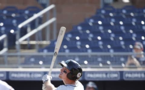 PEORIA, AZ – OCTOBER 16: Josh Lowe #36 of the Salt River Rafters (Tampa Bay Rays) bats against the Peoria Javelinas during an Arizona Fall League game at Peoria Sports Complex on October 16, 2019 in Peoria, Arizona. (Photo by Joe Robbins/Getty Images)