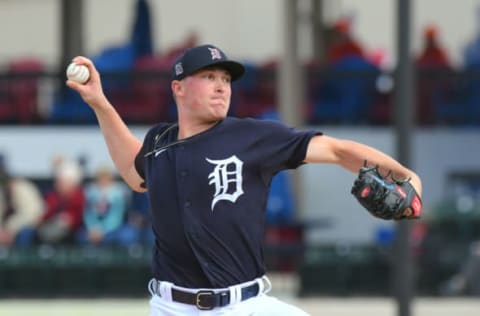 LAKELAND, FL – Beau Burrows pitches during Spring Training (Photo by Mark Cunningham/MLB Photos via Getty Images)